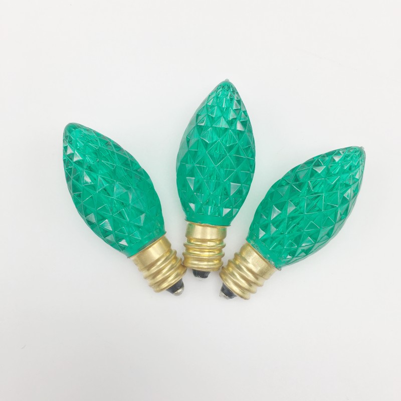 Decorative Bulb C7/E12 Faceted - Green - 24V
